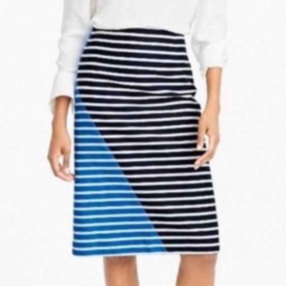 𝅺J Crew Striped Colorblock A Line Skirt Cotton - Picture 1 of 7